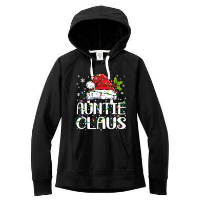 Auntie Claus Christmas Lights Pajama Family Matching Women's Fleece Hoodie