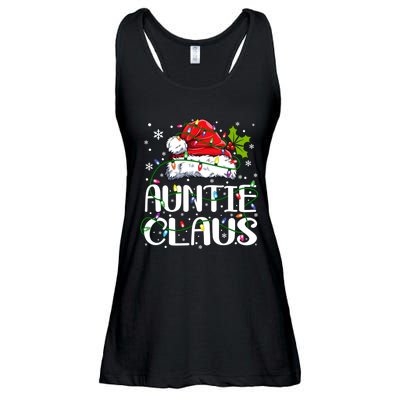 Auntie Claus Christmas Lights Pajama Family Matching Ladies Essential Flowy Tank