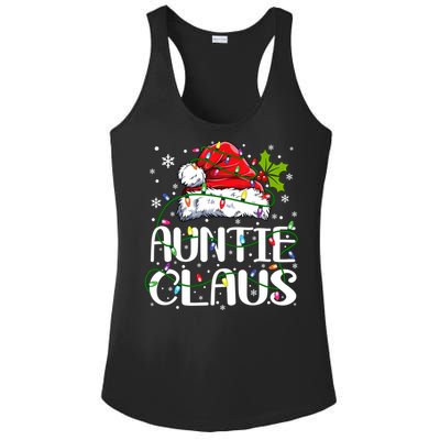 Auntie Claus Christmas Lights Pajama Family Matching Ladies PosiCharge Competitor Racerback Tank