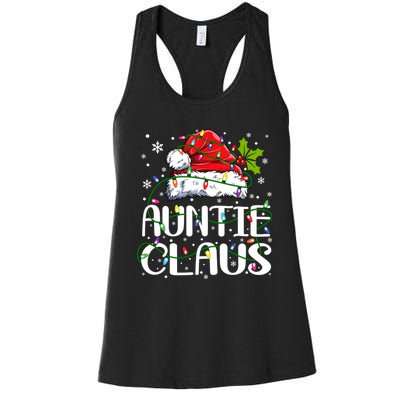 Auntie Claus Christmas Lights Pajama Family Matching Women's Racerback Tank