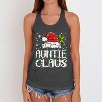 Auntie Claus Christmas Lights Pajama Family Matching Women's Knotted Racerback Tank