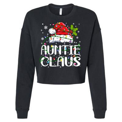 Auntie Claus Christmas Lights Pajama Family Matching Cropped Pullover Crew