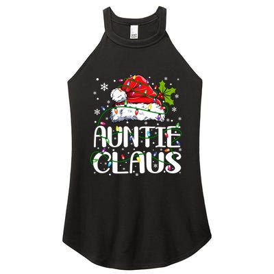 Auntie Claus Christmas Lights Pajama Family Matching Women's Perfect Tri Rocker Tank