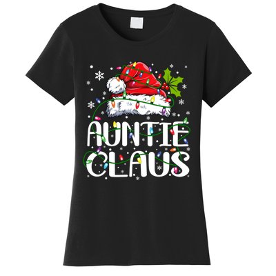 Auntie Claus Christmas Lights Pajama Family Matching Women's T-Shirt