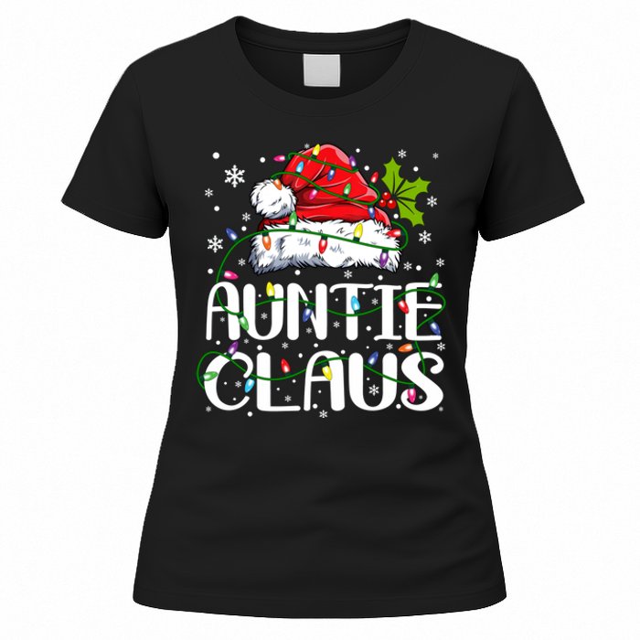 Auntie Claus Christmas Lights Pajama Family Matching Women's T-Shirt