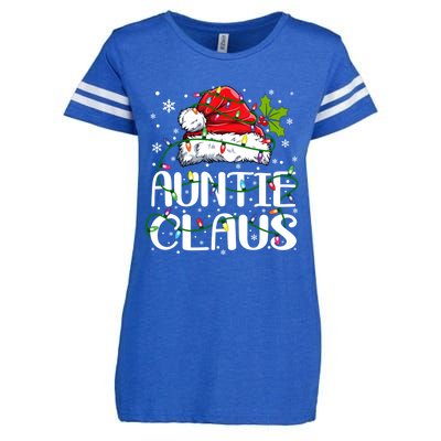 Auntie Claus Christmas Lights Pajama Family Matching Enza Ladies Jersey Football T-Shirt