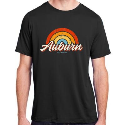 Auburn California CA Vintage Rainbow Retro 70s Adult ChromaSoft Performance T-Shirt