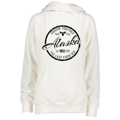 Alaska Cruise Cruisin Together Last Frontier Distressed Text Great Gift Womens Funnel Neck Pullover Hood