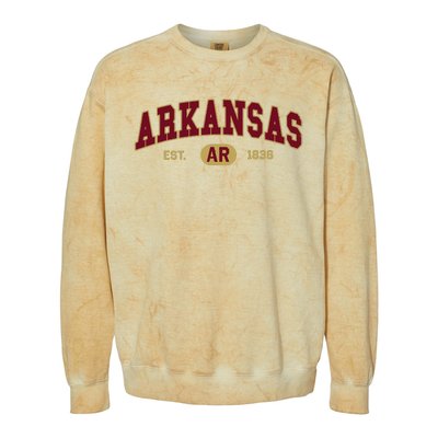 Arkansas Classic Collegiate Varsity Style Cozy Arkansas Colorblast Crewneck Sweatshirt