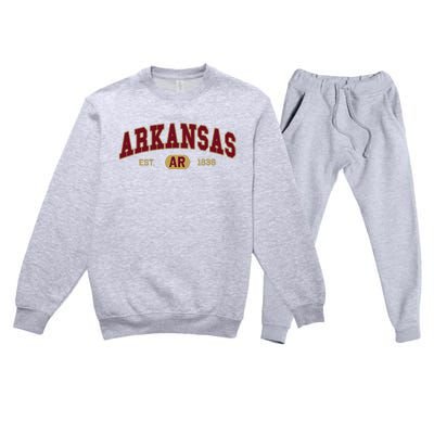 Arkansas Classic Collegiate Varsity Style Cozy Arkansas Premium Crewneck Sweatsuit Set