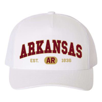 Arkansas Classic Collegiate Varsity Style Cozy Arkansas Yupoong Adult 5-Panel Trucker Hat