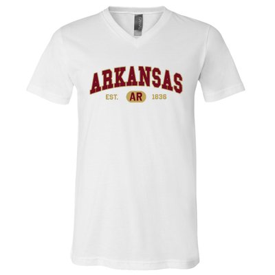 Arkansas Classic Collegiate Varsity Style Cozy Arkansas V-Neck T-Shirt