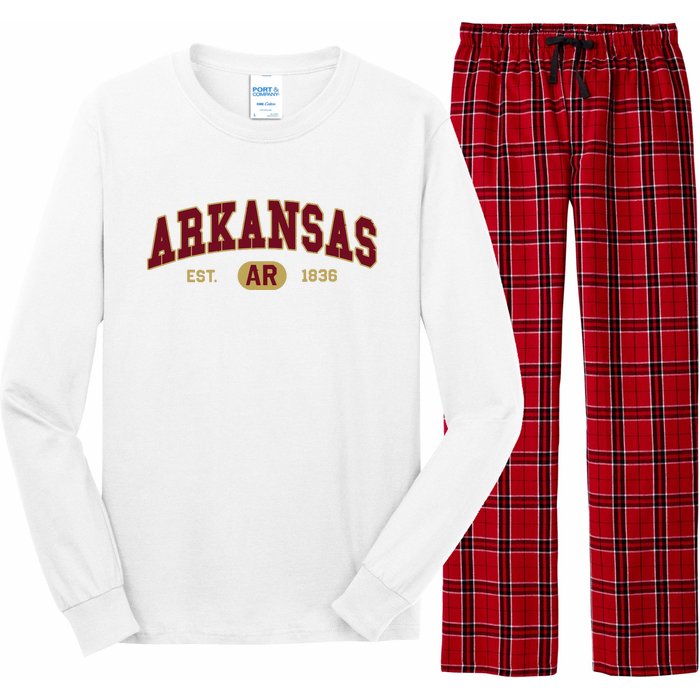 Arkansas Classic Collegiate Varsity Style Cozy Arkansas Long Sleeve Pajama Set