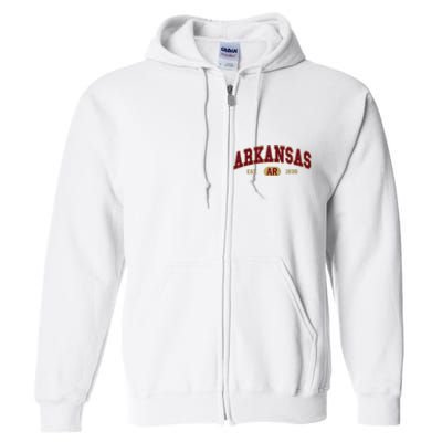 Arkansas Classic Collegiate Varsity Style Cozy Arkansas Full Zip Hoodie