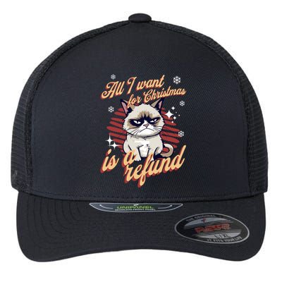 Angry Cat Christmas Meme: All I Want Ugly Christmas Cat Gift Flexfit Unipanel Trucker Cap