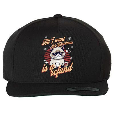 Angry Cat Christmas Meme: All I Want Ugly Christmas Cat Gift Wool Snapback Cap