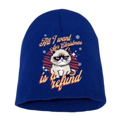 Angry Cat Christmas Meme: All I Want Ugly Christmas Cat Gift Short Acrylic Beanie