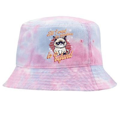 Angry Cat Christmas Meme: All I Want Ugly Christmas Cat Gift Tie-Dyed Bucket Hat