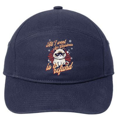 Angry Cat Christmas Meme: All I Want Ugly Christmas Cat Gift 7-Panel Snapback Hat