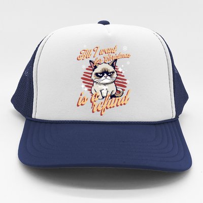 Angry Cat Christmas Meme: All I Want Ugly Christmas Cat Gift Trucker Hat