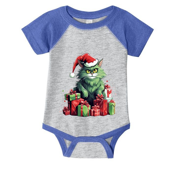 Amazing Cat Christmas Xmas Family Design Santa Hat Great Gift Infant Baby Jersey Bodysuit