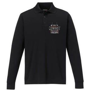 Asphalt Cowboy Cool Truck Driver Design Trucker Performance Long Sleeve Polo