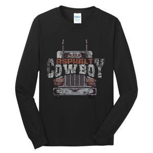 Asphalt Cowboy Cool Truck Driver Design Trucker Tall Long Sleeve T-Shirt