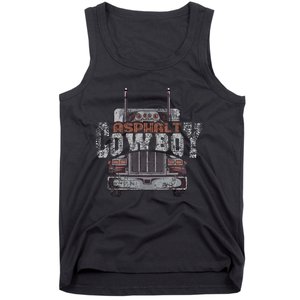 Asphalt Cowboy Cool Truck Driver Design Trucker Tank Top