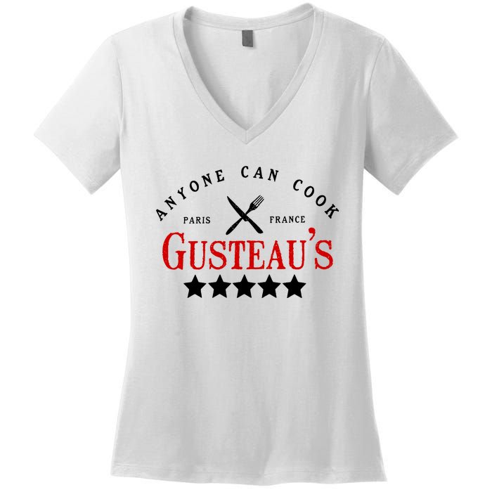 Anyone Can Cook Gusteau's Paris France Women's V-Neck T-Shirt