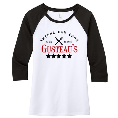 Anyone Can Cook Gusteau's Paris France Women's Tri-Blend 3/4-Sleeve Raglan Shirt