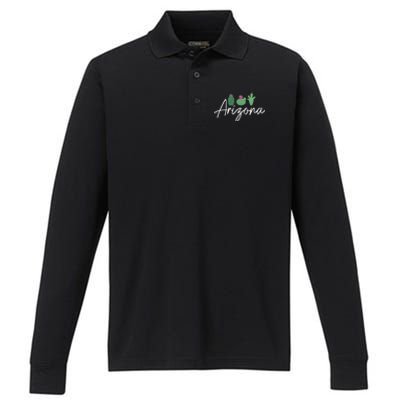 Arizona Cactus Cute AZ Pride Performance Long Sleeve Polo