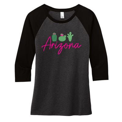 Arizona Cactus Cute AZ Pride Women's Tri-Blend 3/4-Sleeve Raglan Shirt