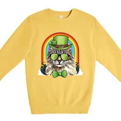 American Curl Cat Leprechaun Funny St Patricks Day Meaningful Gift Premium Crewneck Sweatshirt