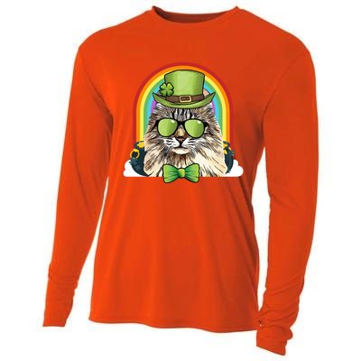 American Curl Cat Leprechaun Funny St Patricks Day Meaningful Gift Cooling Performance Long Sleeve Crew