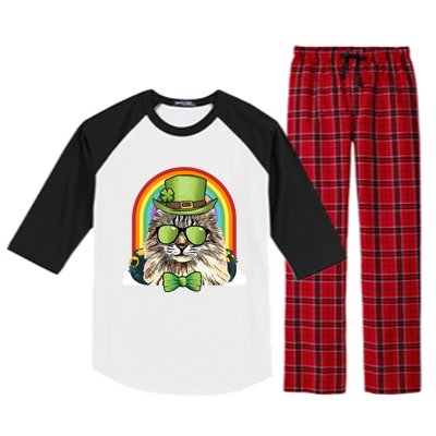 American Curl Cat Leprechaun Funny St Patricks Day Meaningful Gift Raglan Sleeve Pajama Set