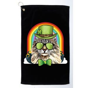 American Curl Cat Leprechaun Funny St Patricks Day Meaningful Gift Platinum Collection Golf Towel