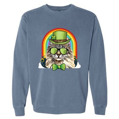 American Curl Cat Leprechaun Funny St Patricks Day Meaningful Gift Garment-Dyed Sweatshirt