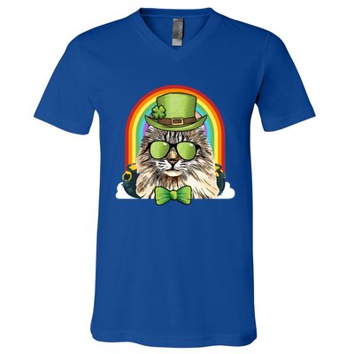 American Curl Cat Leprechaun Funny St Patricks Day Meaningful Gift V-Neck T-Shirt