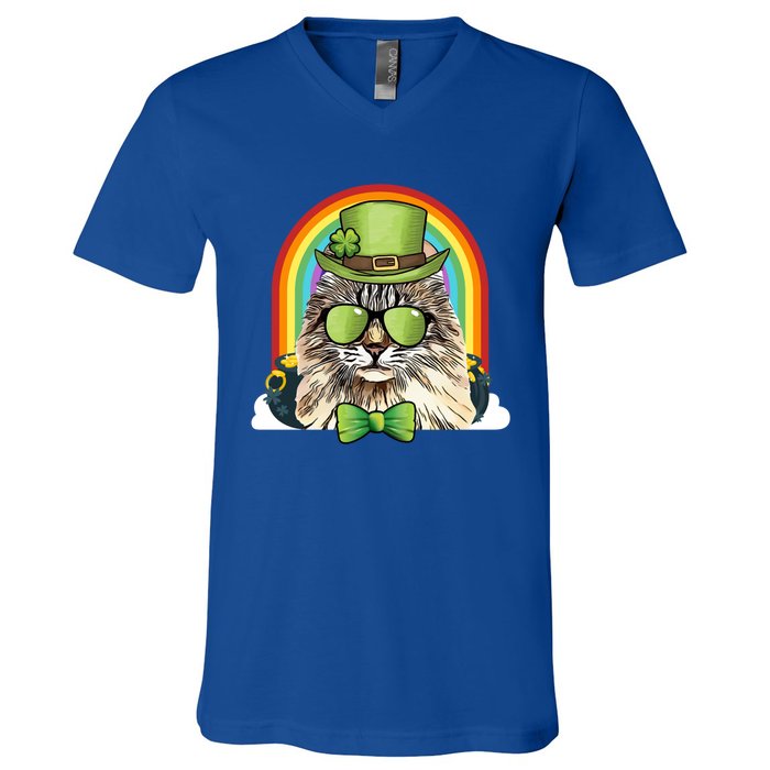 American Curl Cat Leprechaun Funny St Patricks Day Meaningful Gift V-Neck T-Shirt