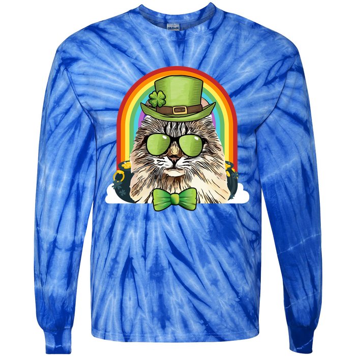 American Curl Cat Leprechaun Funny St Patricks Day Meaningful Gift Tie-Dye Long Sleeve Shirt