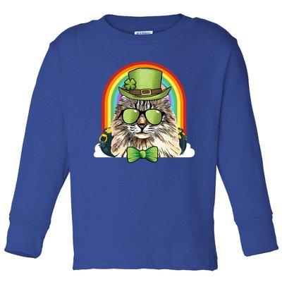 American Curl Cat Leprechaun Funny St Patricks Day Meaningful Gift Toddler Long Sleeve Shirt