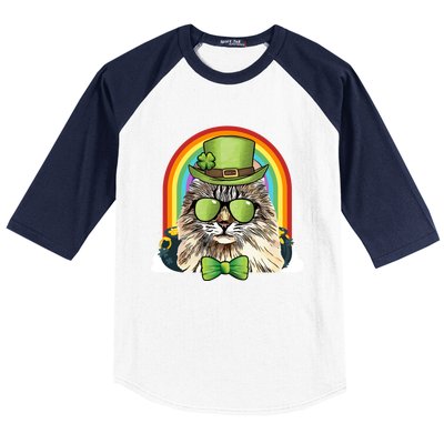 American Curl Cat Leprechaun Funny St Patricks Day Meaningful Gift Baseball Sleeve Shirt