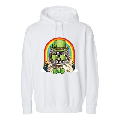 American Curl Cat Leprechaun Funny St Patricks Day Meaningful Gift Garment-Dyed Fleece Hoodie