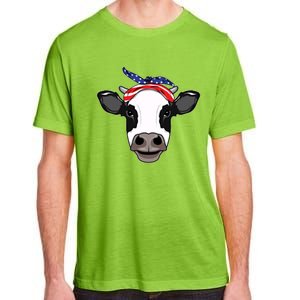 Amoorica Cute Cow American Flag Bandana Patriotic Cow Gift Adult ChromaSoft Performance T-Shirt