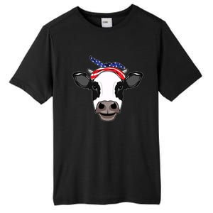 Amoorica Cute Cow American Flag Bandana Patriotic Cow Gift Tall Fusion ChromaSoft Performance T-Shirt