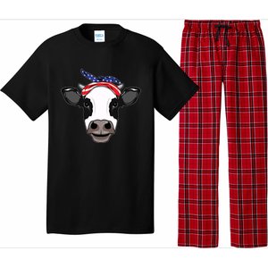 Amoorica Cute Cow American Flag Bandana Patriotic Cow Gift Pajama Set