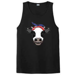 Amoorica Cute Cow American Flag Bandana Patriotic Cow Gift PosiCharge Competitor Tank