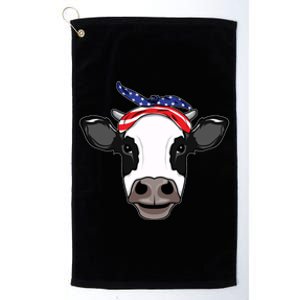 Amoorica Cute Cow American Flag Bandana Patriotic Cow Gift Platinum Collection Golf Towel