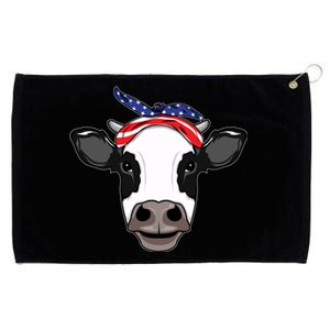 Amoorica Cute Cow American Flag Bandana Patriotic Cow Gift Grommeted Golf Towel