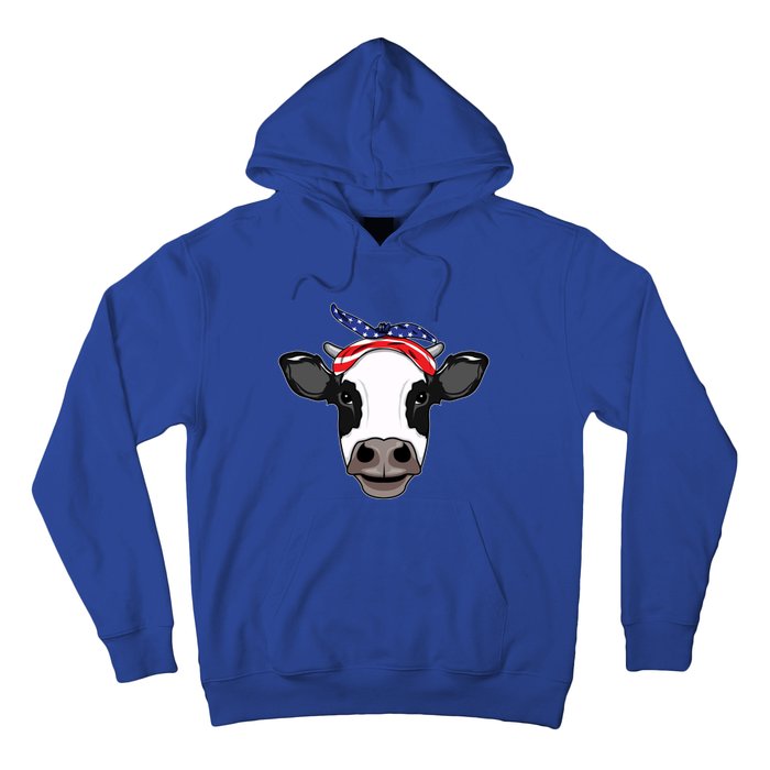 Amoorica Cute Cow American Flag Bandana Patriotic Cow Gift Hoodie